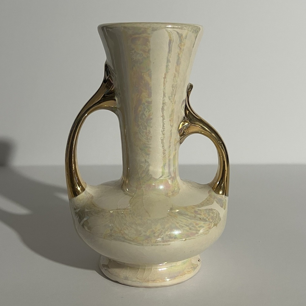 Vintage‎ Pearl China Co Lusterware Bud Vase 22KT Gold Hand Painted